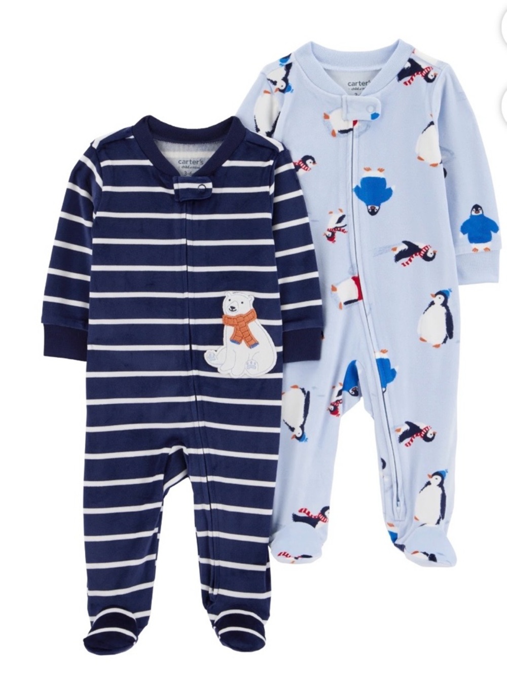 Toddler/Infant Children’s Carter's Navy Stripe & Light Blue Penguin Footie Set